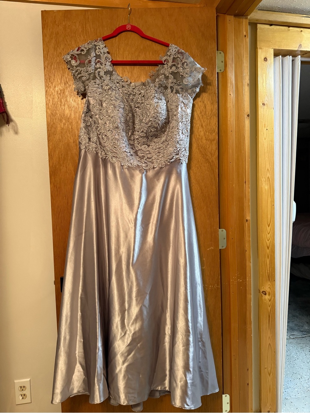 Silver Lace Bodice A-Line Wedding Dress for Women